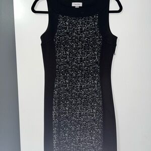 Calvin Klein Black and White Textured Midi Dress